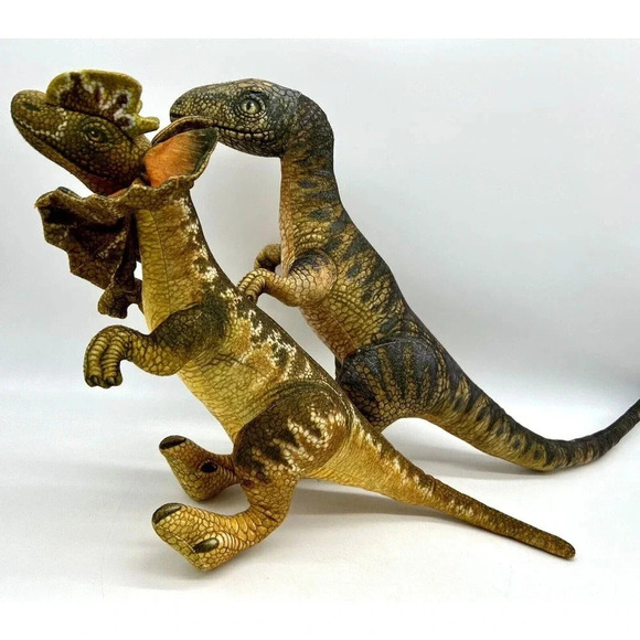 Vtg 92 Dakin Plush Dinosaur Velociraptor & Plush Dilophosaurus Jurassic Park - Picture 6 of 10
